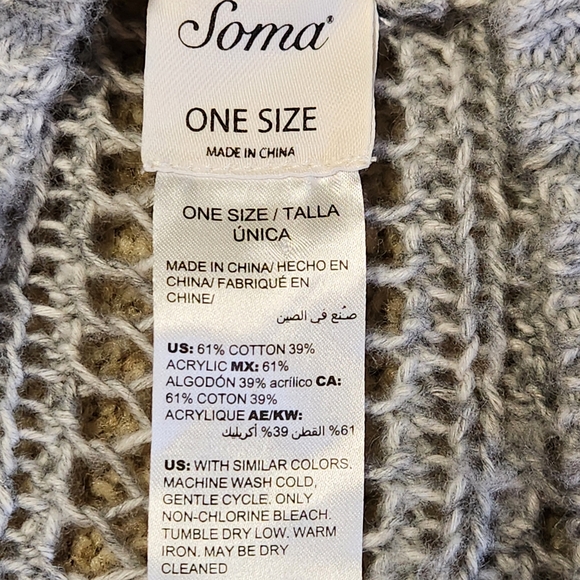 Soma Frost/Moonlight Cable Knit Ruana Wrap Shawl One Size Cozy Neutral - Picture 3 of 8